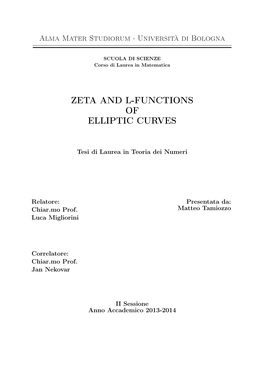 Zeta and L-Functions of Elliptic Curves