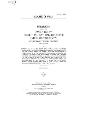 Republic of Palau Hearing Committee on Energy And