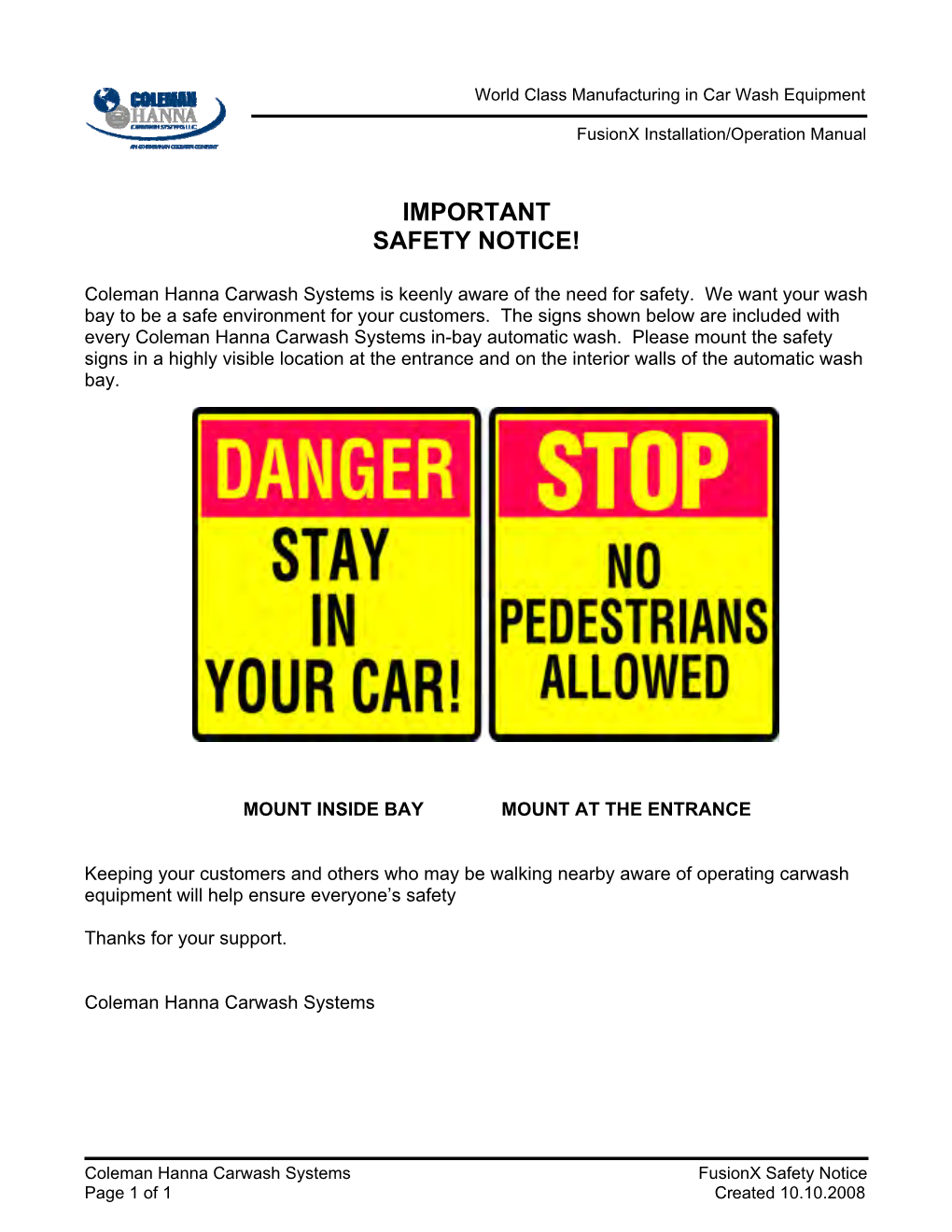 Important Safety Notice!