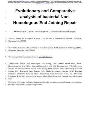 Evolutionary and Comparative Analysis of Bacterial Non