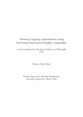 Assessing Language Lateralisation Using Functional Transcranial Doppler Sonography