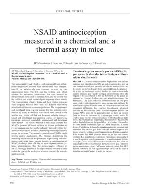 NSAID Antinociception Measured in a Chemical and a Thermal Assay in Mice
