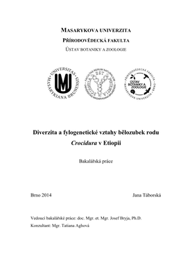 Diverzita a Fylogenetické Vztahy Bělozubek Rodu Crocidura V Etiopii
