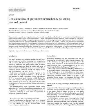 Clinical Review of Grayanotoxin/Mad Honey Poisoning Past and Present