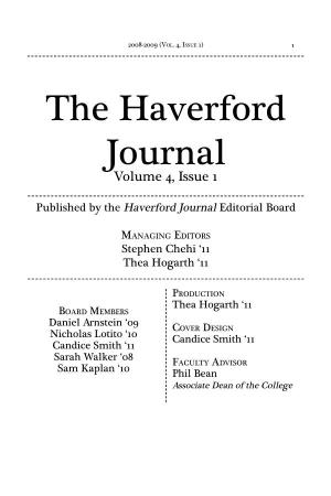 The Haverford Journal Volume 4, Issue 1