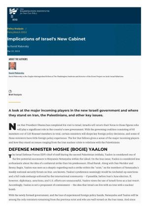 Implications of Israel's New Cabinet | the Washington Institute