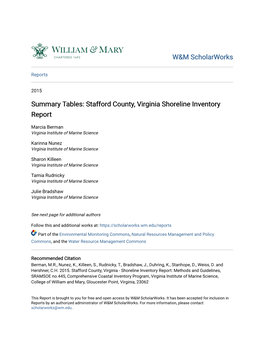 Stafford County, Virginia Shoreline Inventory Report