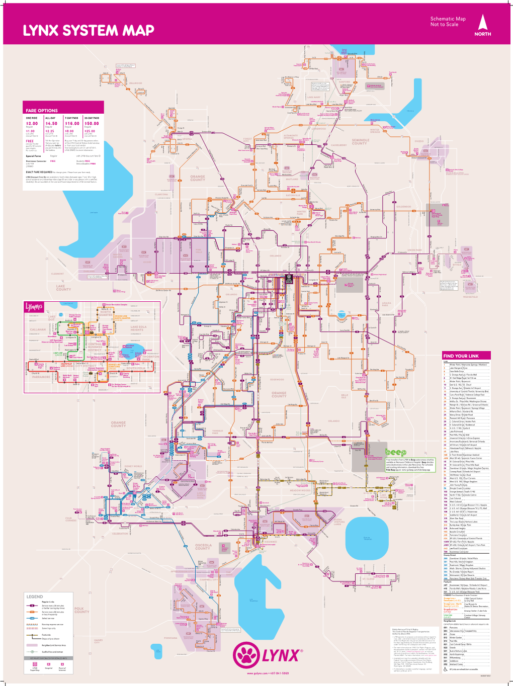 LYNX SYSTEM MAP During Peak Hours 4:15 Am to COUNTY 9:30 Am and 3:15 Pm to 8:30 Pm 17 92 Lake Monroe Towne Center Blvd 4 Central