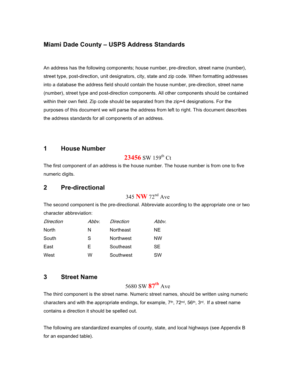 USPS Address Standards