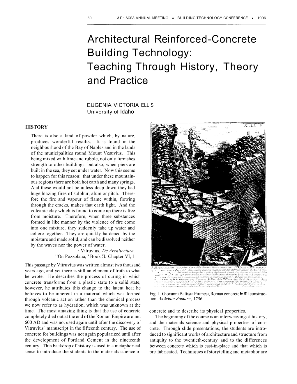 Architectural Rei Nforced-Concrete Building Technology: Teaching Through History, Theory and Practice