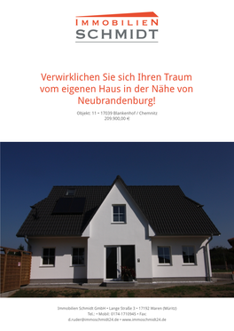 Verwirklichen Sie Sich Ihren Traum Vom Eigenen Haus in Der Nähe Von Neubrandenburg!