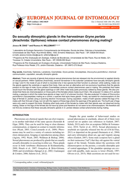 Arachnida: Opiliones) Release Contact Pheromones During Mating?