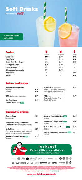 Soft Drinks Now Serving