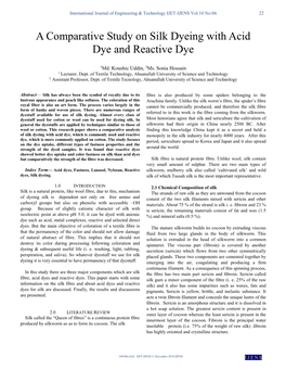 A Comparative Study on Silk Dyeing with Acid Dye and Reactive Dye