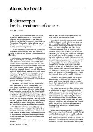 Radioisotopes for the Treatment of Cancer by C.B.G