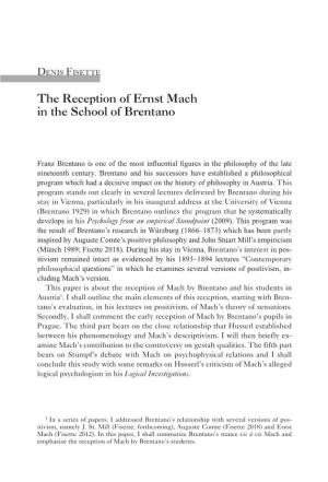 The Reception of Ernst Mach in the School of Brentano
