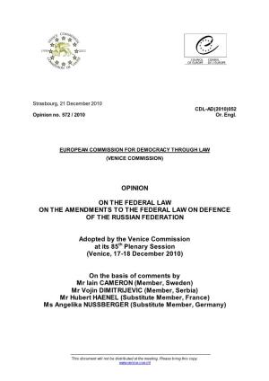 Law on Amendments to the Law on Defence of the Russian Federation