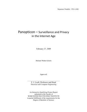 Panopticon – Surveillance and Privacy in the Internet Age