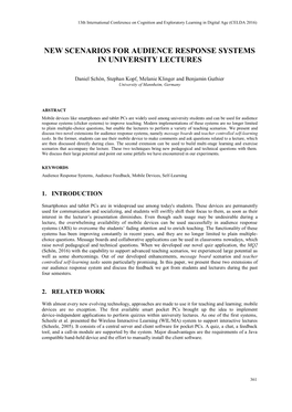 New Scenarios for Audience Response Systems in University Lectures