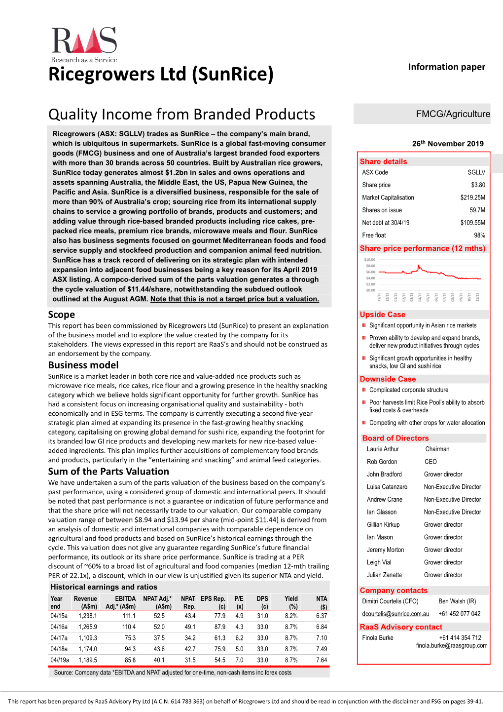 Ricegrowers Ltd (Sunrice)