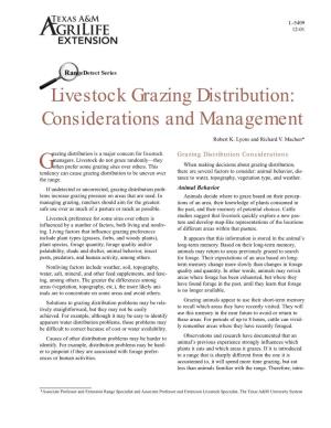 Livestock Grazing Distribution: Considerations and Management