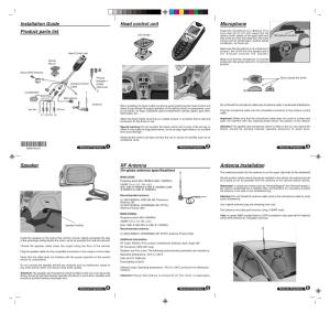 Installation Guide Product Parts List Antenna Installation Head Control