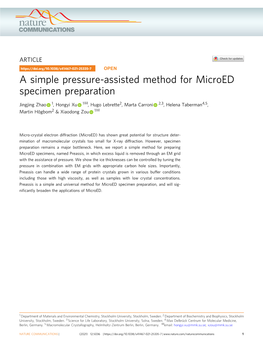 A Simple Pressure-Assisted Method for Microed Specimen Preparation