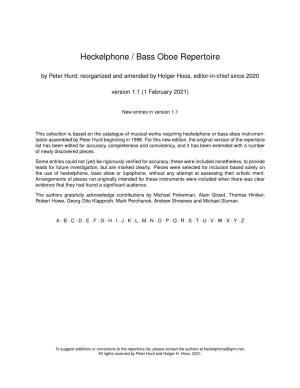 Heckelphone / Bass Oboe Repertoire