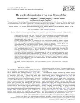 The Genetics of Domestication of Rice Bean, Vigna Umbellata