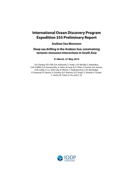 International Ocean Discovery Program Expedition 355