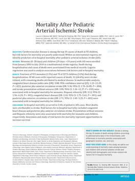 Mortality After Pediatric Arterial Ischemic Stroke