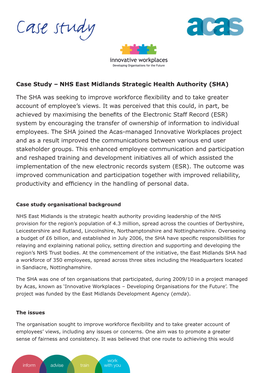 Case Study – NHS East Midlands Strategic Health Authority (SHA)