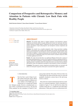 Comparison of Prospective and Retrospective Memory and Attention in Patients with Chronic Low Back Pain with Healthy People