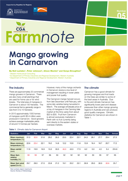 Farmnote Mango Growing in Carnarvon