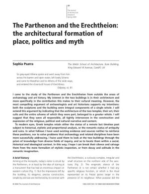 The Parthenon and the Erechtheion: the Architectural Formation of Place, Politics and Myth