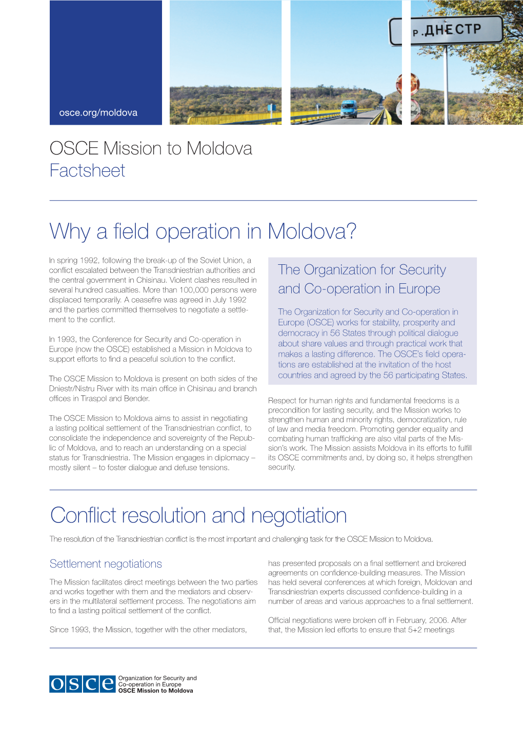 Why a Field Operation in Moldova? Conflict Resolution and Negotiation