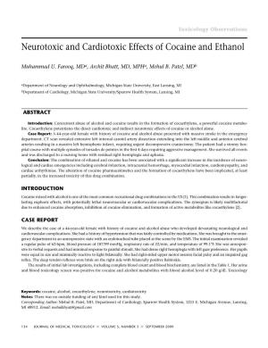 Neurotoxic and Cardiotoxic Effects of Cocaine and Ethanol