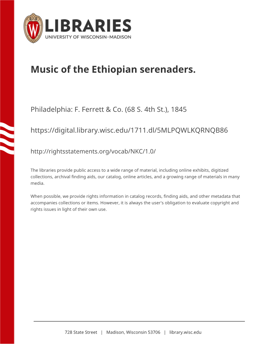 Music of the Ethiopian Serenaders