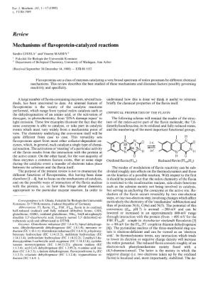 Re View Mechanisms of Flavoprotein-Catalyzed Reactions