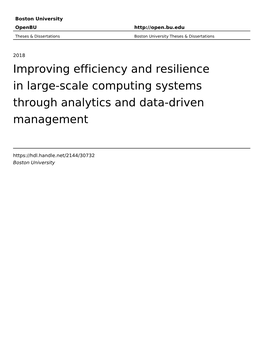 Improving Efficiency and Resilience in Large-Scale Computing Systems Through Analytics and Data-Driven Management