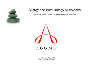 Allergy and Immunology Milestones