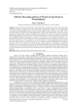 Effective Recycling and Use of Wood Carving Waste in Wood Industry