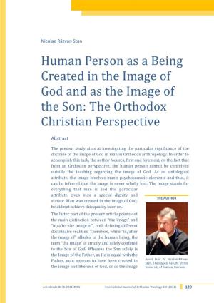 Human Person As a Being Created in the Image of God and As the Image of the Son: the Orthodox