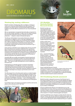 Dromaius News for Friends of Birdlife Australia