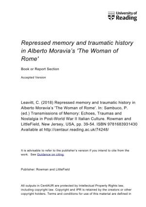 Repressed Memory and Traumatic History in Alberto Moravia's 'The