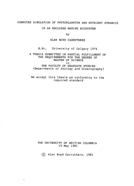 Computer Simulation of Phytoplankton and Nutrient Dynamics