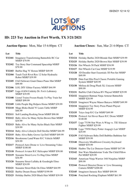 223 Toy Auction in Fort Worth, TX 3/21/2021