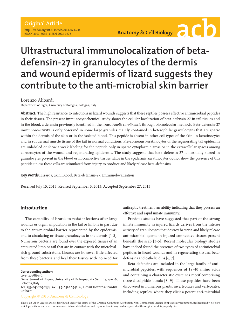 Ultrastructural Immunolocalization of Beta- Defensin-27 in Granulocytes Of