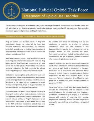 National Judicial Opioid Task Force Treatment of Opioid Use Disorder