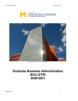 Graduate Business Administration BULLETIN 2020-2021